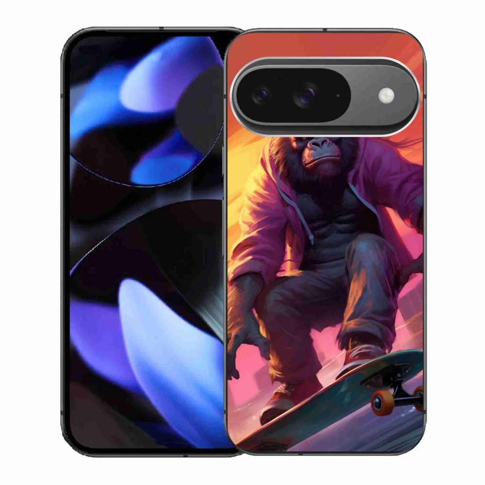 Gélový kryt mmCase na Google Pixel 9/9 Pro - gorila na skateboarde