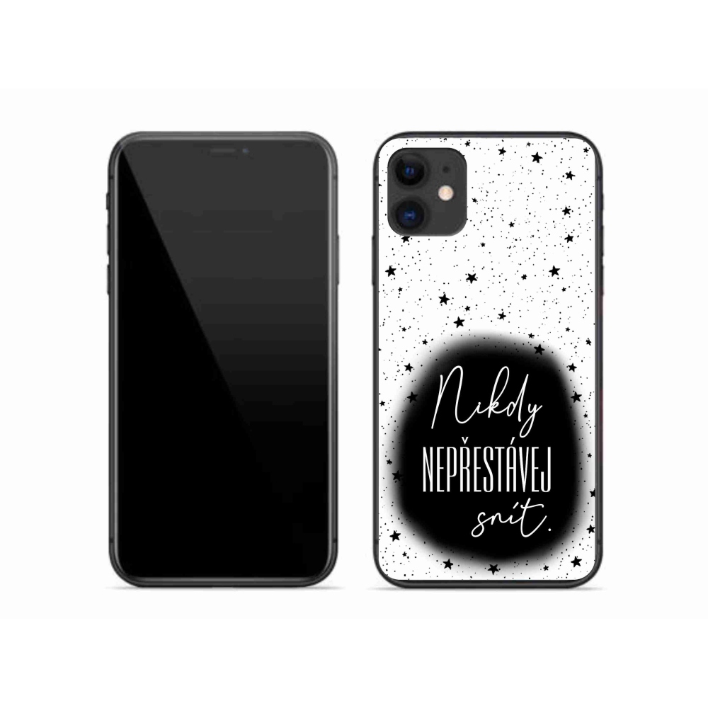 Gélový kryt mmCase na iPhone 11 - citát 1 čiernobiele pozadie