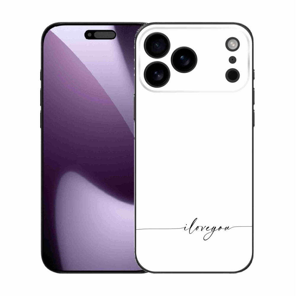 Gélový kryt mmCase na iPhone 17 Pro Max - I love you biele pozadie