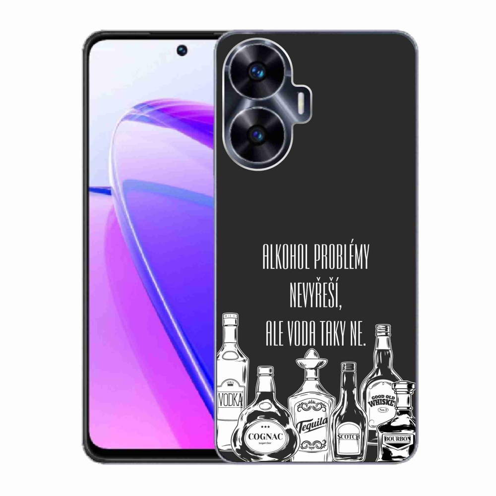 Gélový kryt mmCase na Realme C55 - vtipný text čierne pozadie