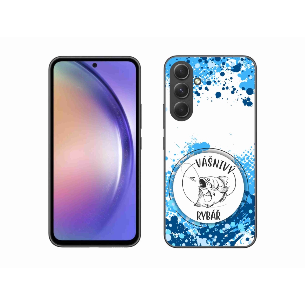 Gélový kryt mmCase na Samsung Galaxy A54 5G - vášnivý rybár biele pozadie