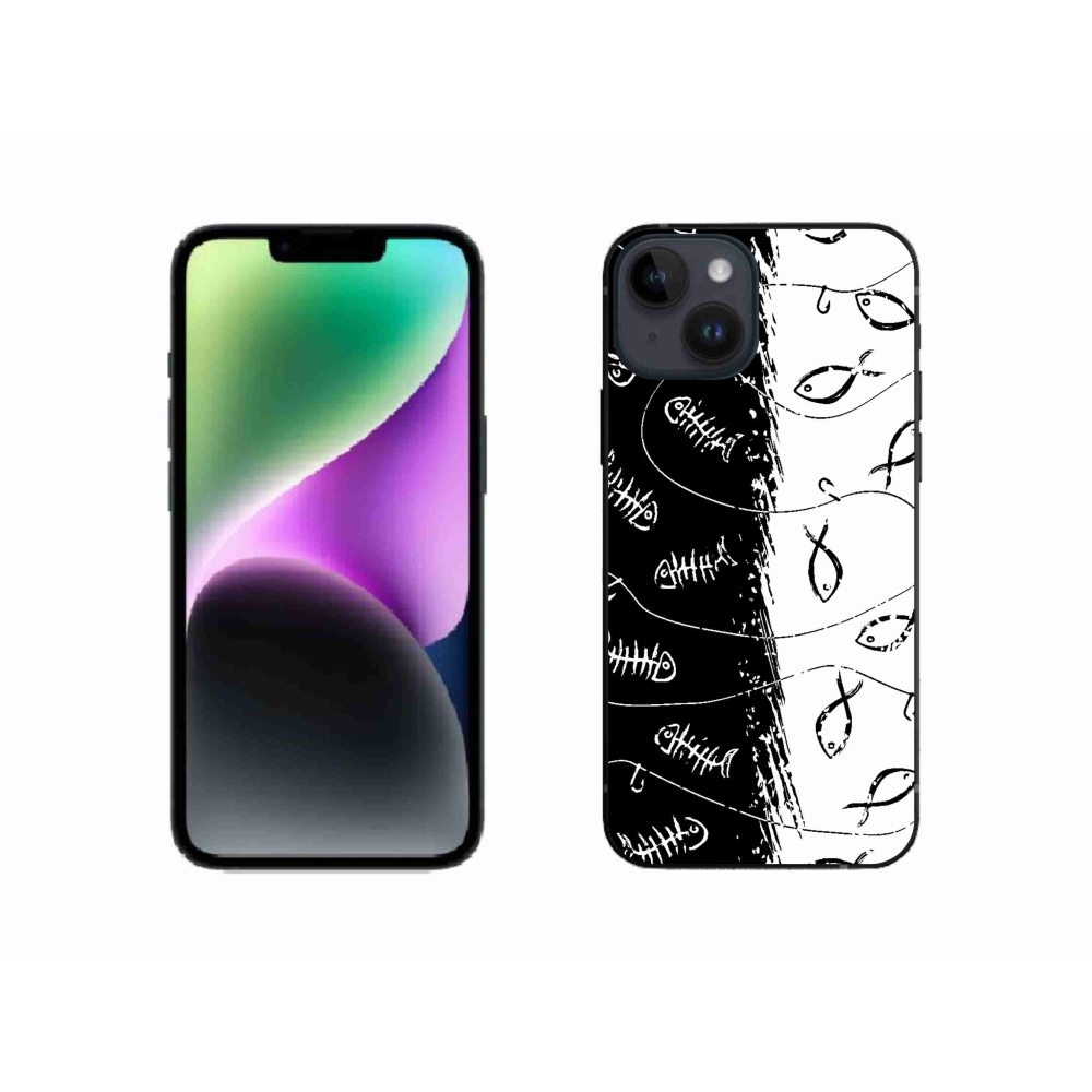 Gélový kryt mmCase na iPhone 14 - kostry a rybky