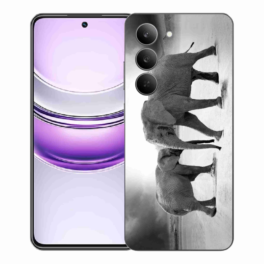 Gélový kryt mmCase na Realme 14x 5G - čiernobieli slony