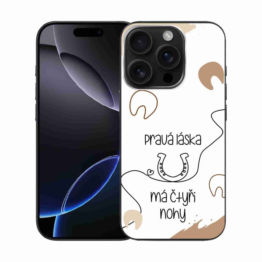 Gélový kryt mmCase na iPhone 16 Pro - konský motív biele pozadie