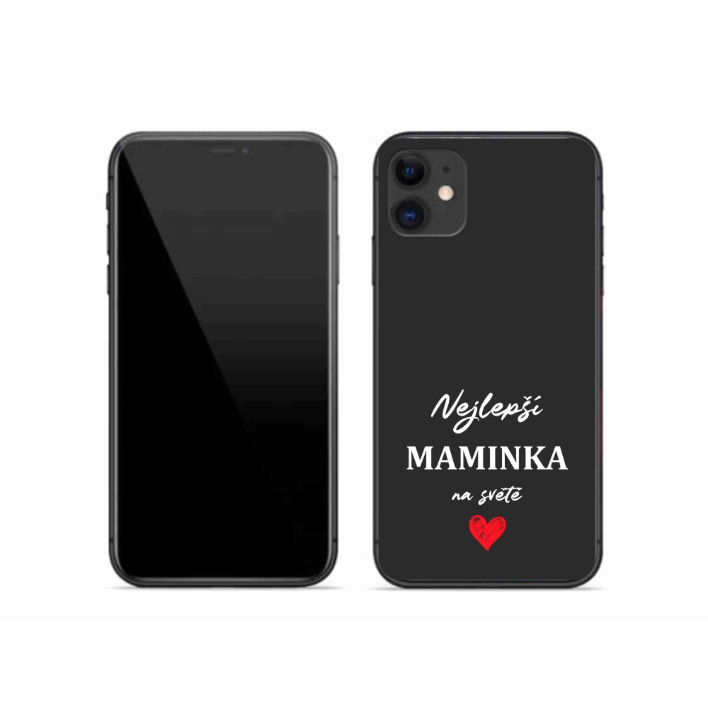 Gélový kryt mmCase na iPhone 11 - najlepšia mamička 1 čierne pozadie