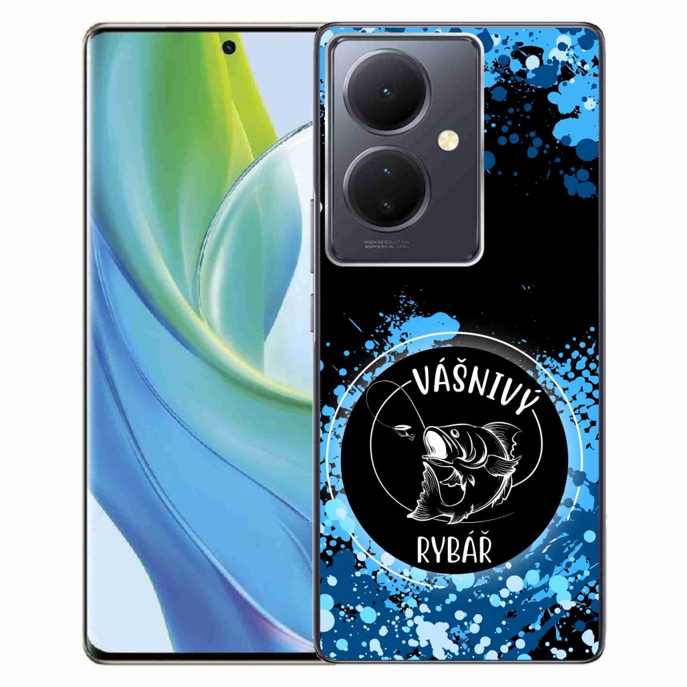 Gélový kryt mmCase na Vivo V29 Lite 5G - vášnivý rybár čierne pozadie