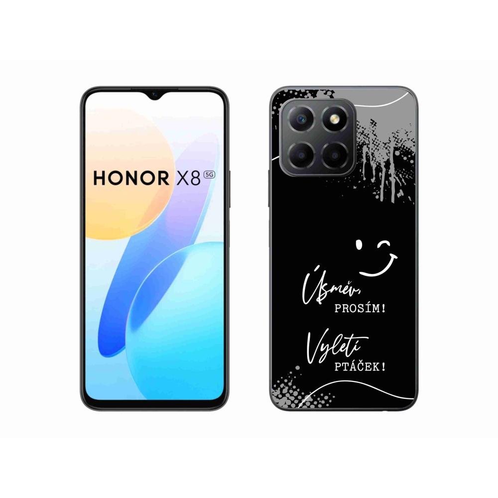 Gélový kryt mmCase na Honor X8 5G/Honor 70 Lite 5G - vtipný text 4 čierne pozadie