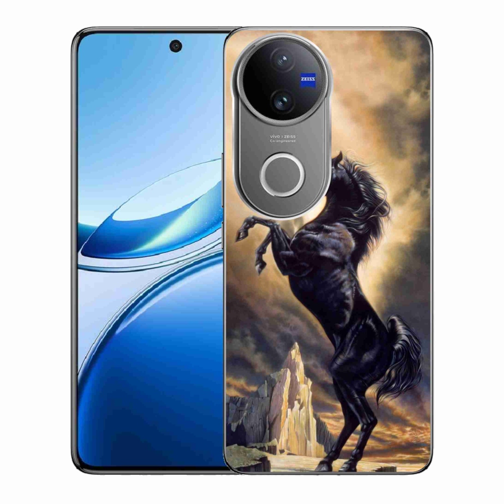 Gélový kryt mmCase na Vivo V50 5G - čierny kreslený kôň