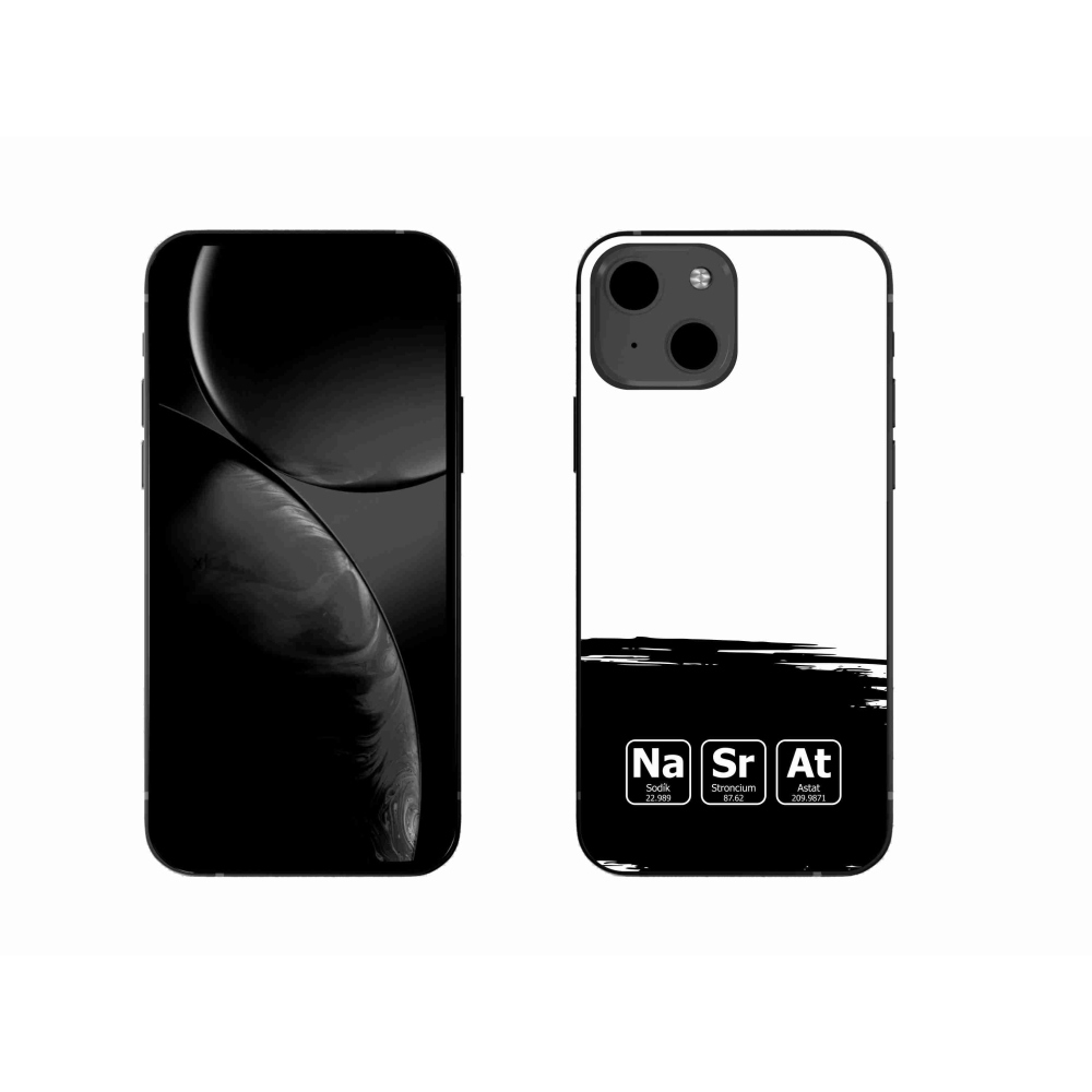 Gélový kryt mmCase na iPhone 13 6.1 - chemické prvky čiernobiele pozadie