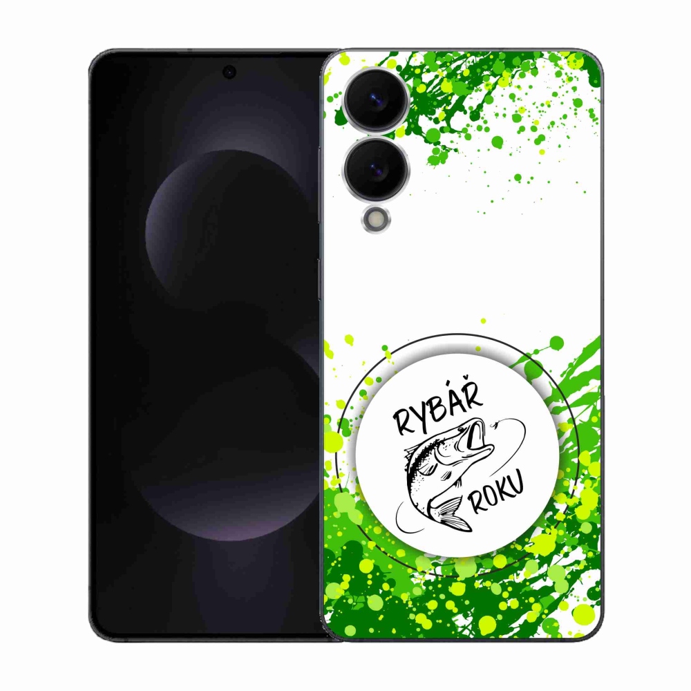 Gélový kryt mmCase na Samsung Galaxy S25 Edge - rybár roka biele pozadie