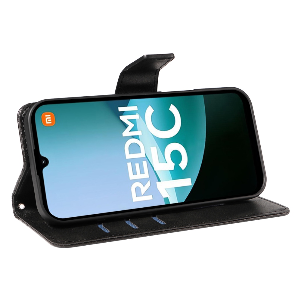 Grids knižkové púzdro na Xiaomi Redmi 15C 4G/5G (173mm) - čierne