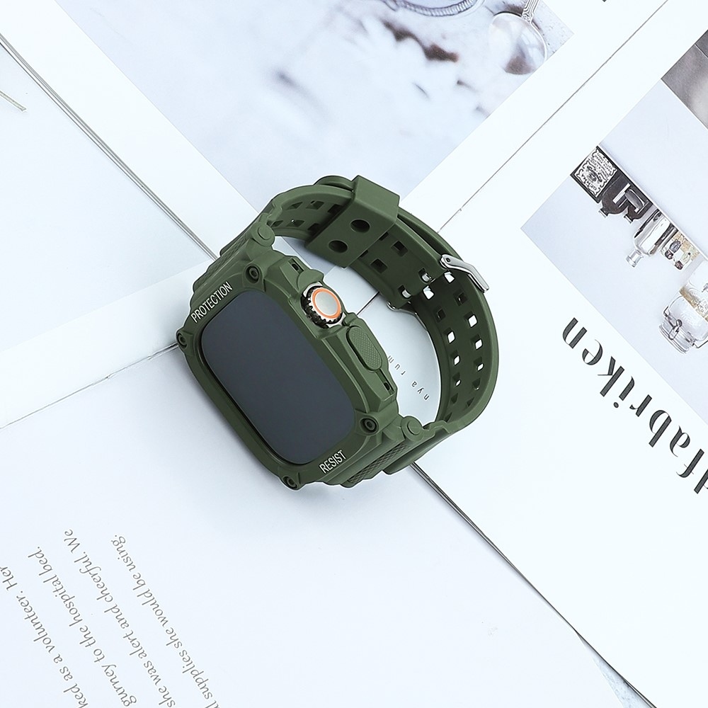 Integral ochranné silikónové púzdro s remienkom na Apple Watch Ultra 49mm - zelené