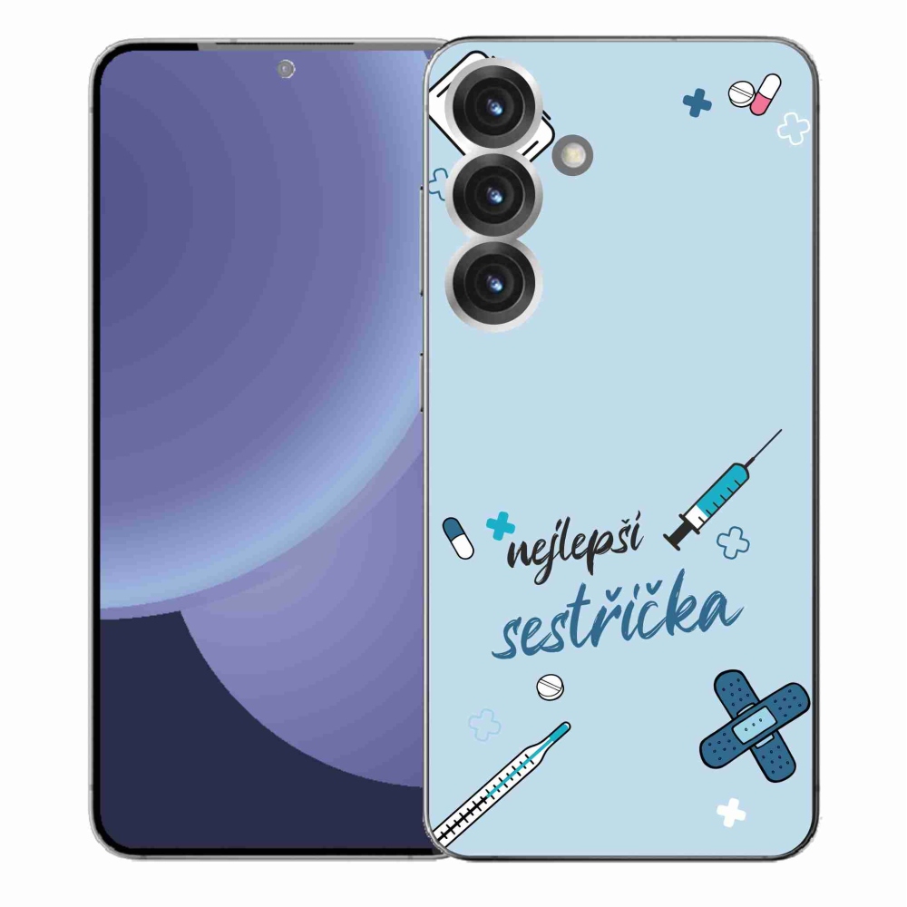 Gélový kryt mmCase na Samsung Galaxy S25+ - najlepšia sestrička modré pozadie