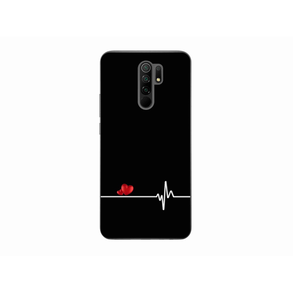 Gélový kryt mmCase na Xiaomi Redmi 9 - srdce a tep čierne pozadie