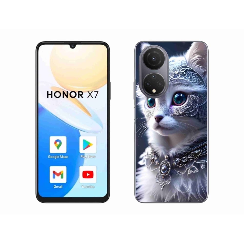 Gélový kryt mmCase na Honor X7 - biela mačka