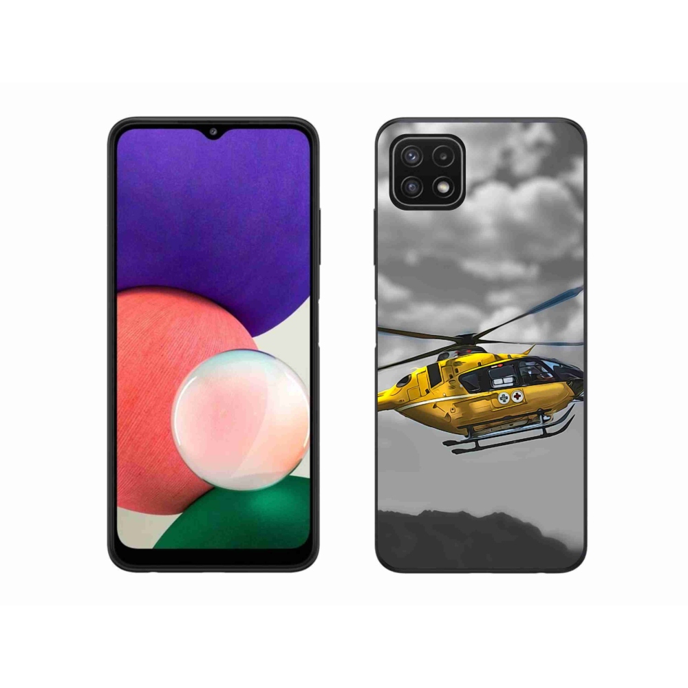 Gélový kryt mmCase na Samsung Galaxy A22 5G - žltá helikoptéra