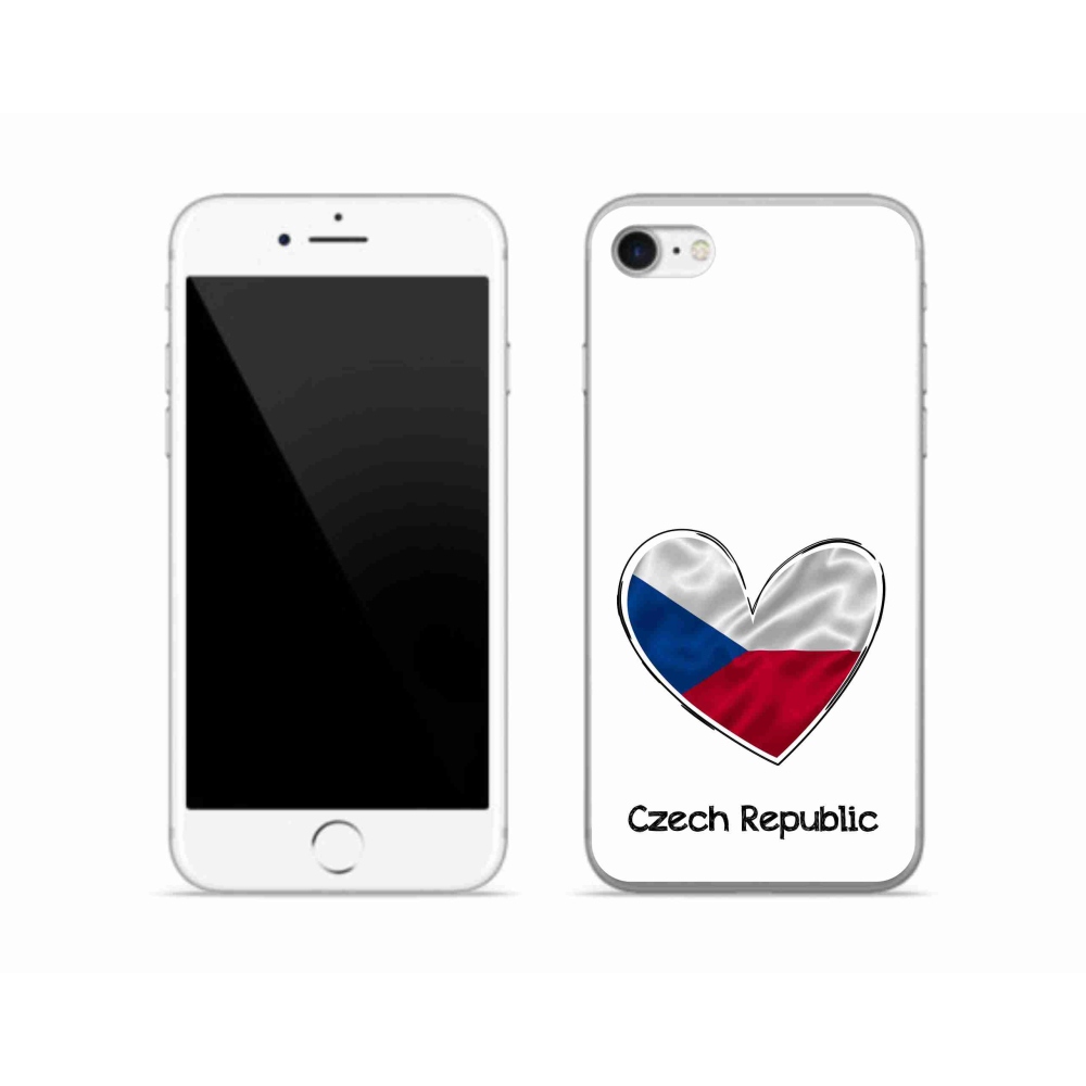 Gélový kryt mmCase na iPhone SE (2022) - vlajka srdca biele pozadie