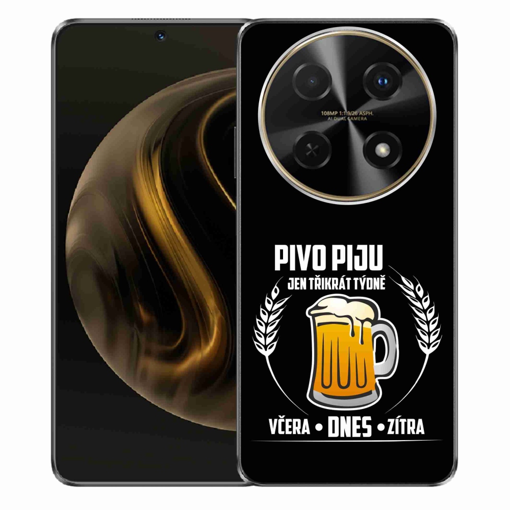 Gélový kryt mmCase na Huawei Nova 12i - pivný motív čierne pozadie