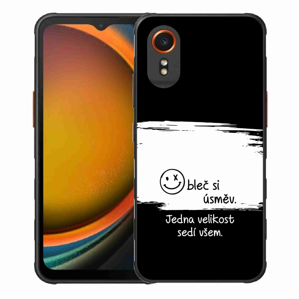 Gélový kryt mmCase na Samsung Galaxy Xcover 7 - vtipný text 8 bieločierne pozadie