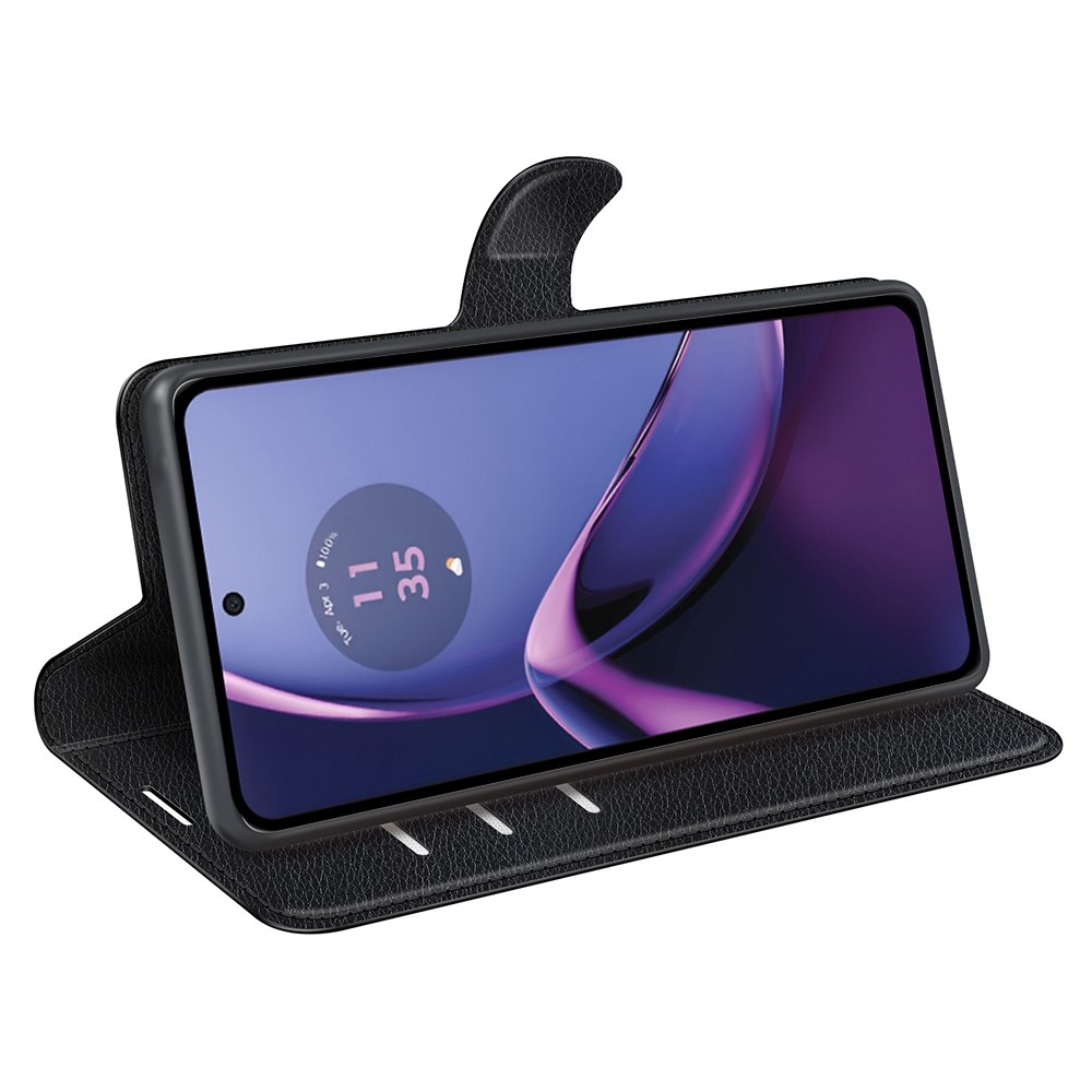 Litchi knižkové púzdro na Motorola Moto G84 5G - čierne