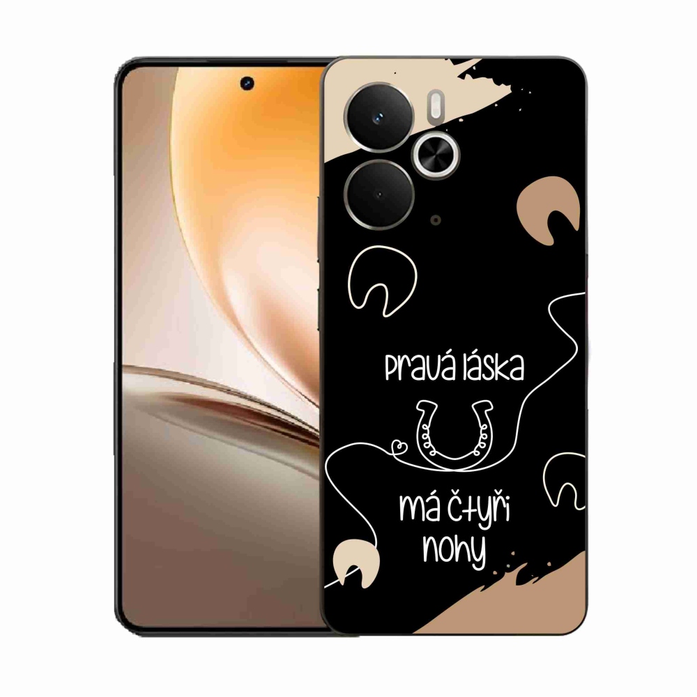 Gélový kryt mmCase na Realme 14 5G - konský motív čierne pozadie