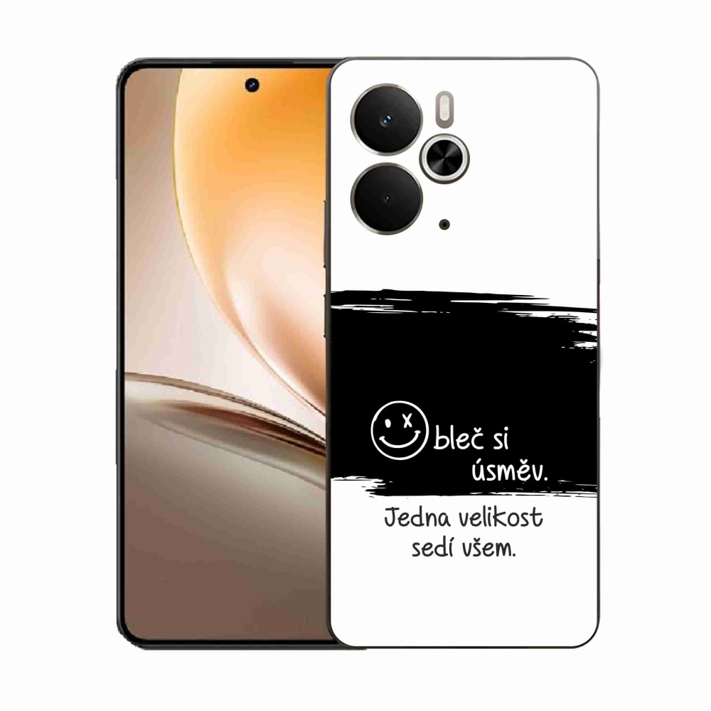 Gélový kryt mmCase na Realme 14 5G - vtipný text 8 čiernobiele pozadie