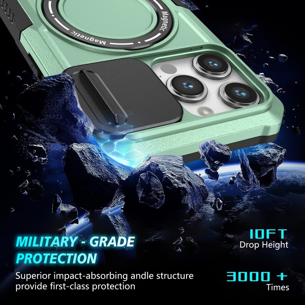 Military odolný kryt s MagSafe na iPhone 14 Pro Max - svetlozelený