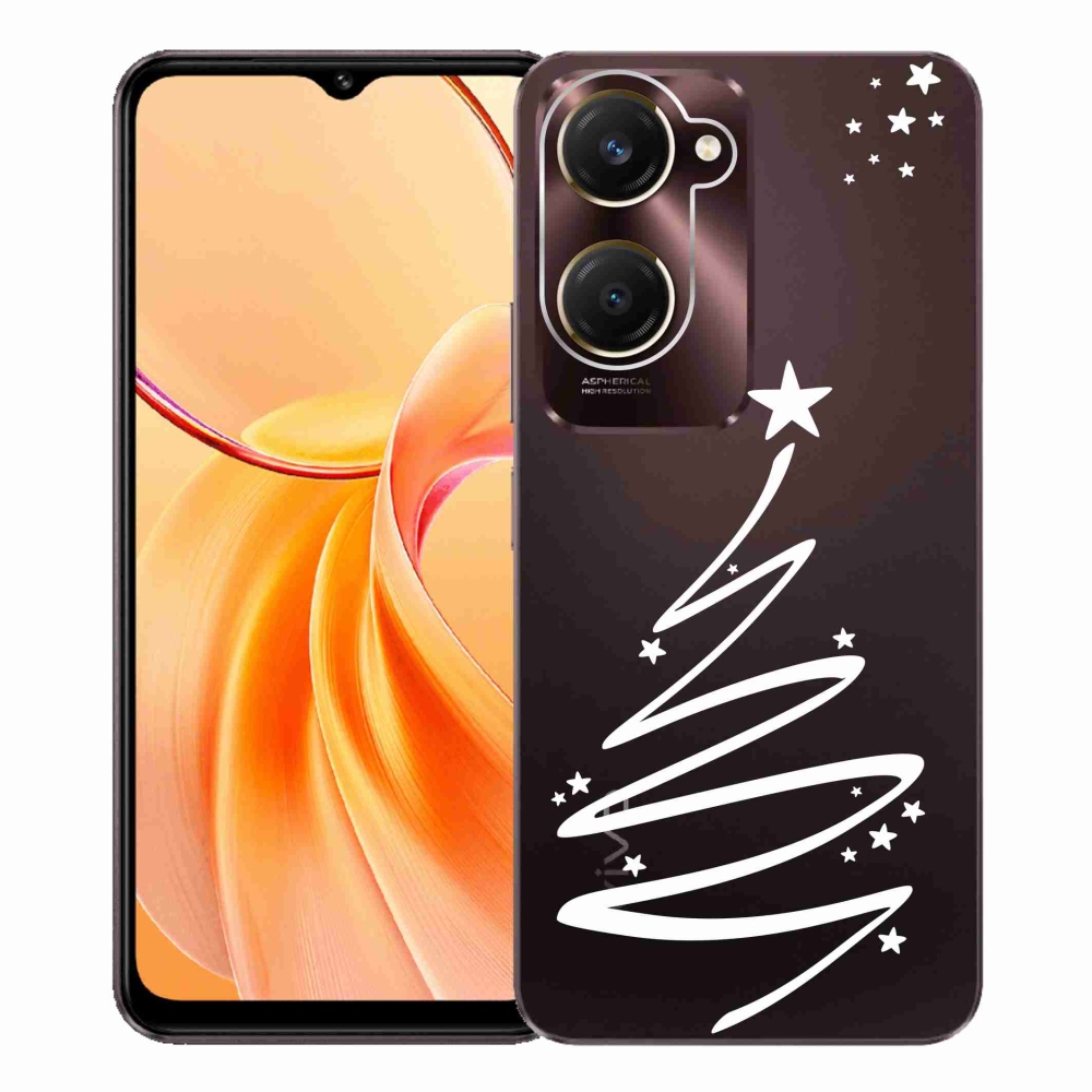Gélový kryt mmCase na Vivo Y28s 5G - biely stromček na priehľadnom pozadí