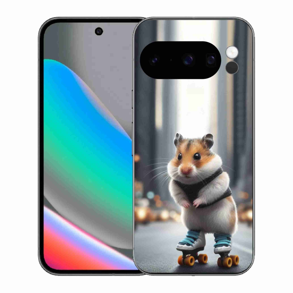 Gélový kryt mmCase na Google Pixel 10 Pro - škrečok na korčuliach