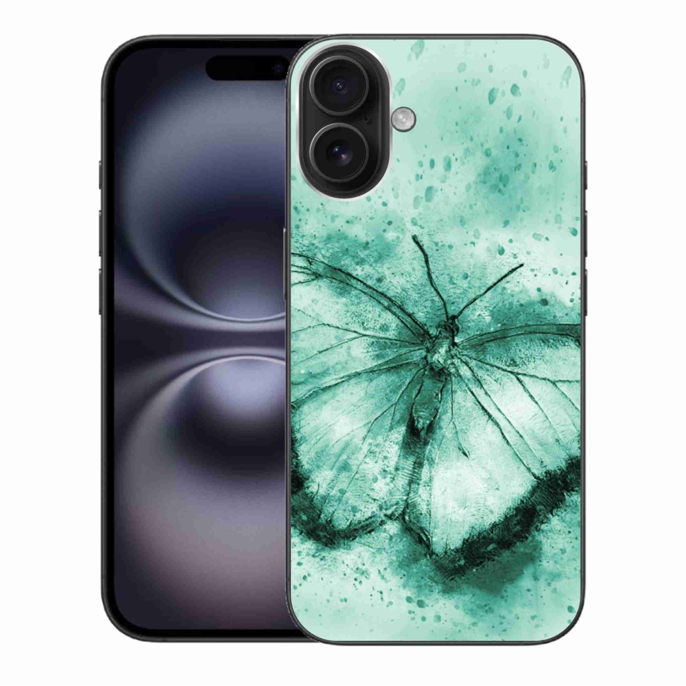 Gélový obal mmCase na iPhone 16 Plus - zelený motýľ