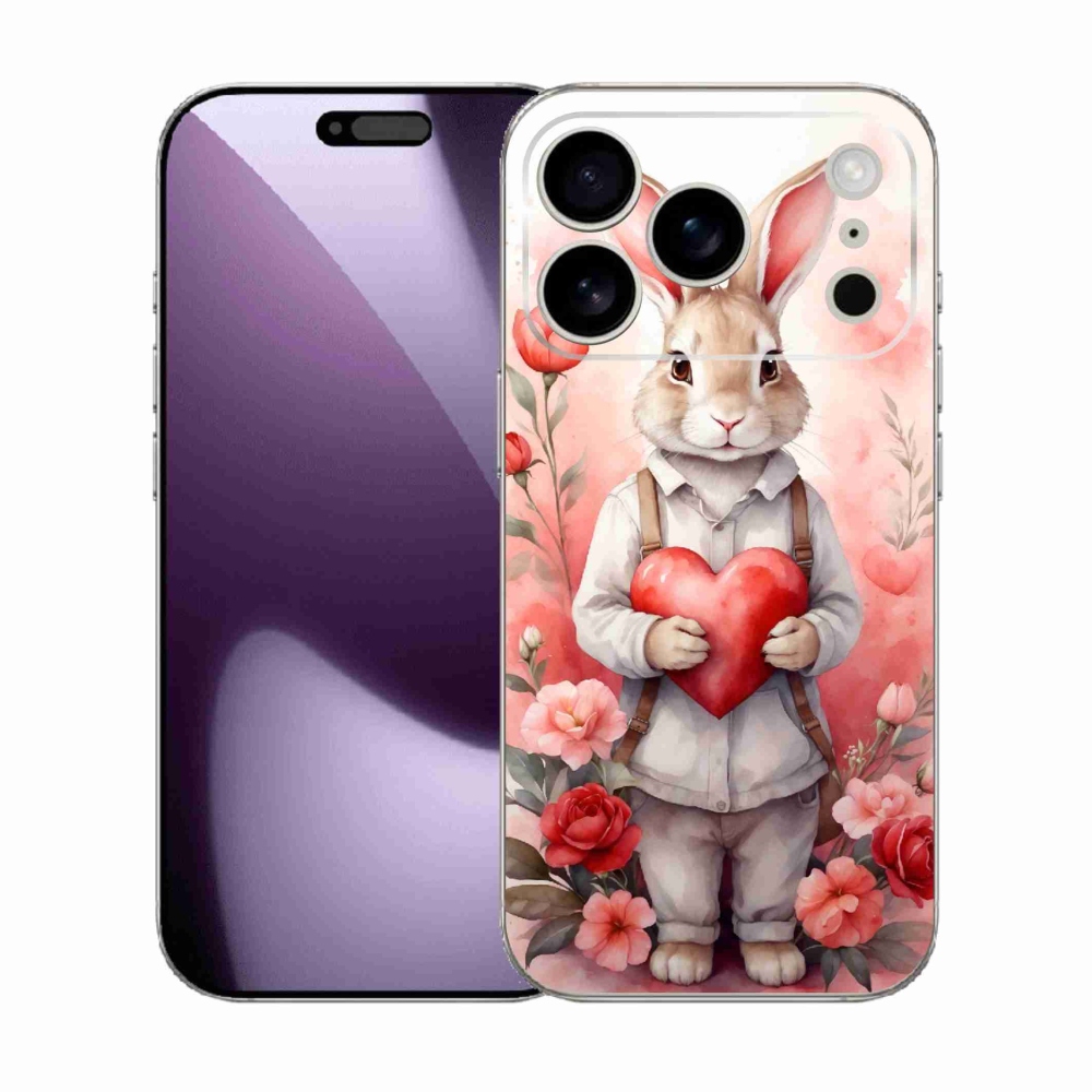 Gélový kryt mmCase na iPhone 17 Pro - zajac so srdiečkom