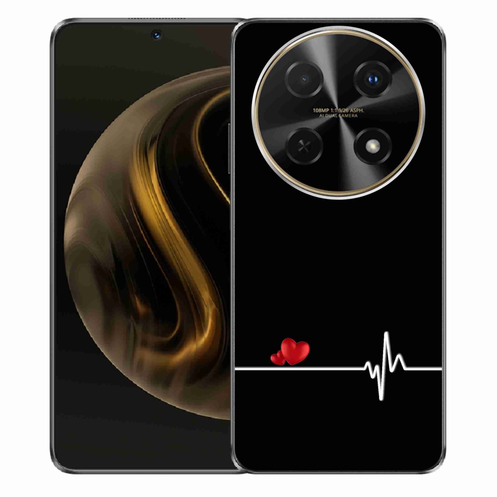 Gélový kryt mmCase na Huawei Nova 12i - srdce a tep čierne pozadie