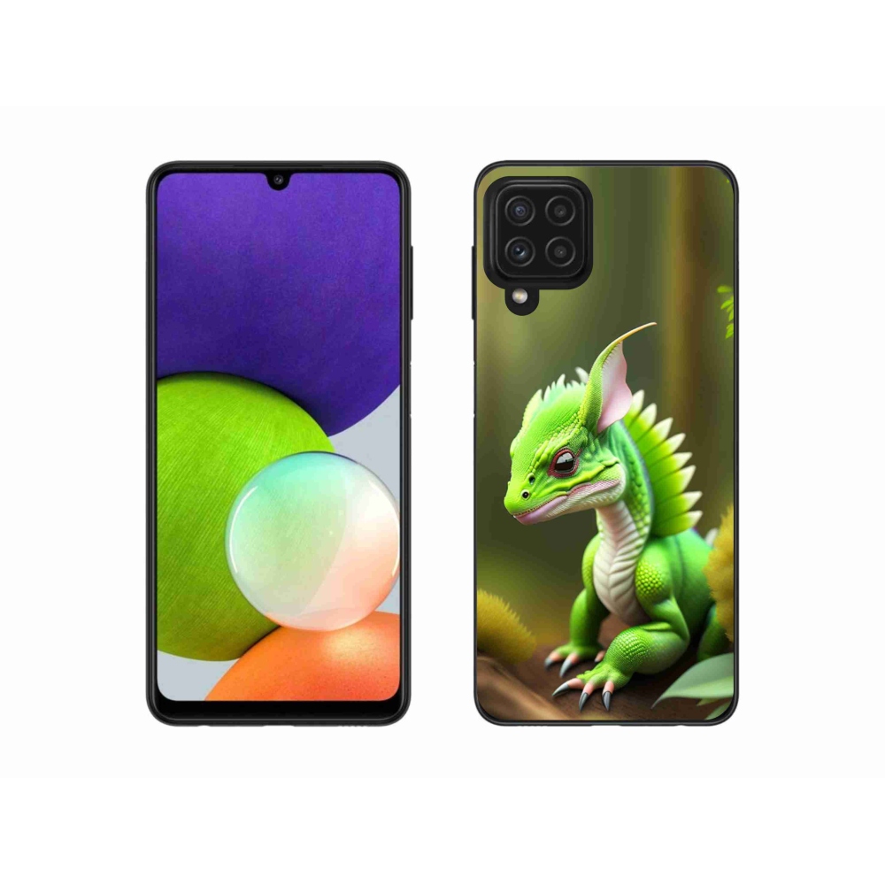 Gélový kryt mmCase na Samsung Galaxy A22 4G - zelený dráčik