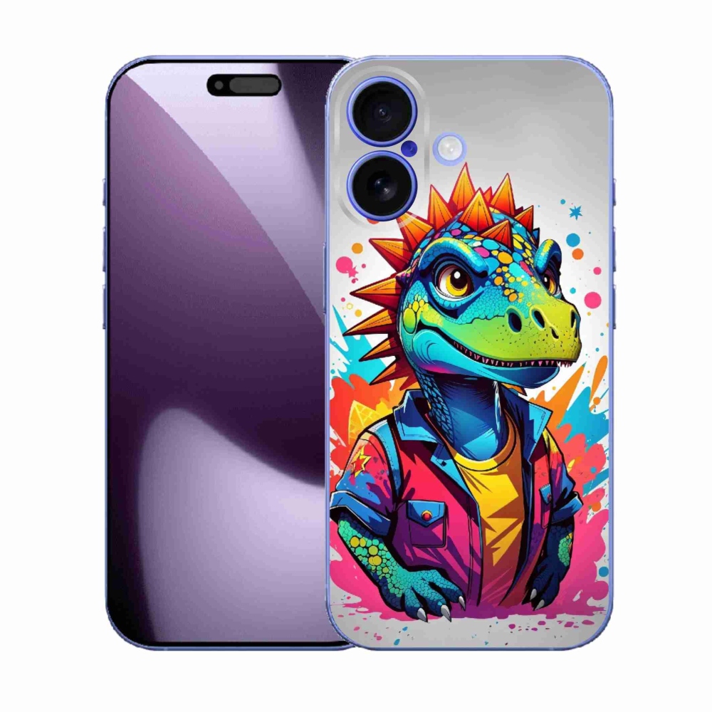 Gélový kryt mmCase na iPhone 17 - farebný dinosaurus