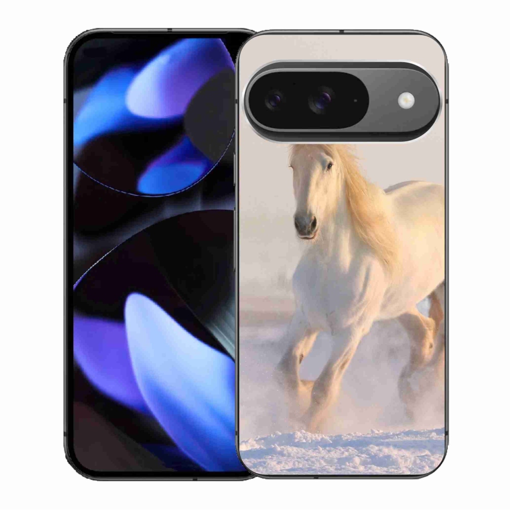 Gélový obal mmCase na Google Pixel 9/9 Pro - kôň v snehu