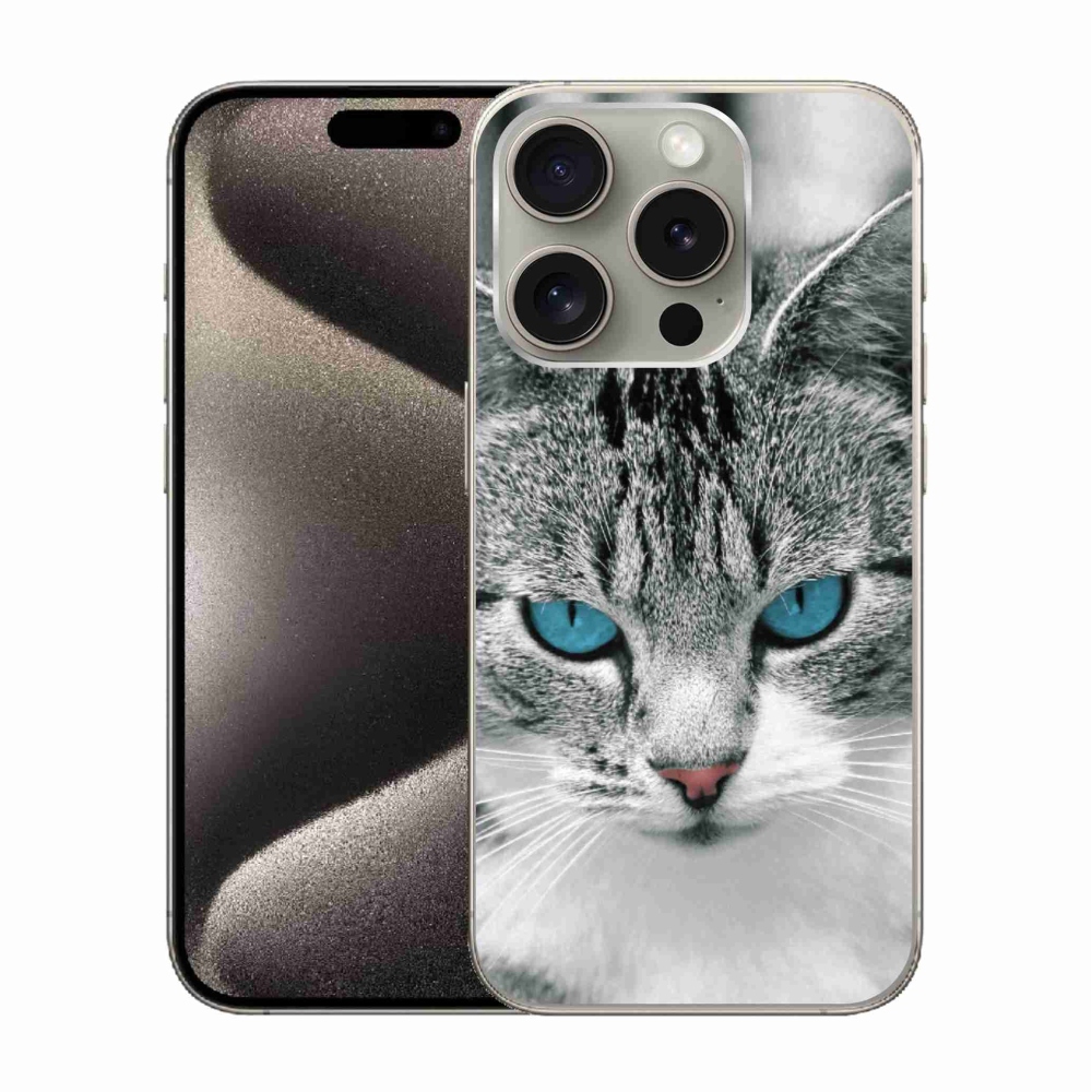 Gélový kryt mmCase na iPhone 15 Pro - mačacie pohľad 1