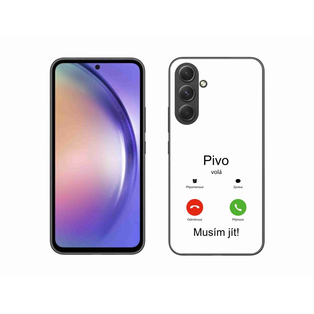 Gélový kryt mmCase na Samsung Galaxy A54 5G - pivo volá biele pozadie