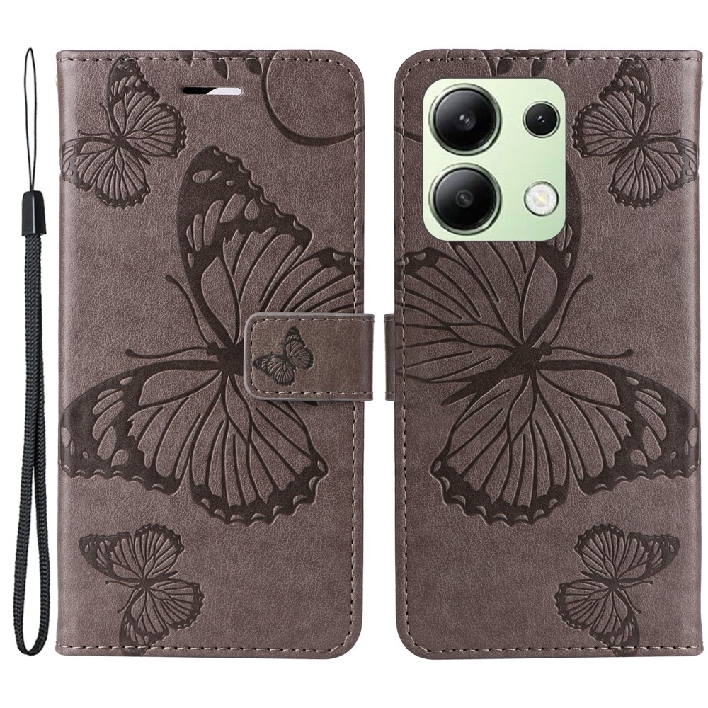 Big Butterfly knižkové púzdro na Xiaomi Redmi Note 13 - šedé