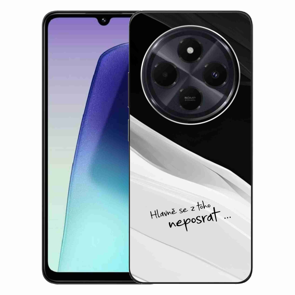 Gélový kryt mmCase na Xiaomi Redmi 14C/Poco C75 - vtipný text 13 bieločierne pozadie
