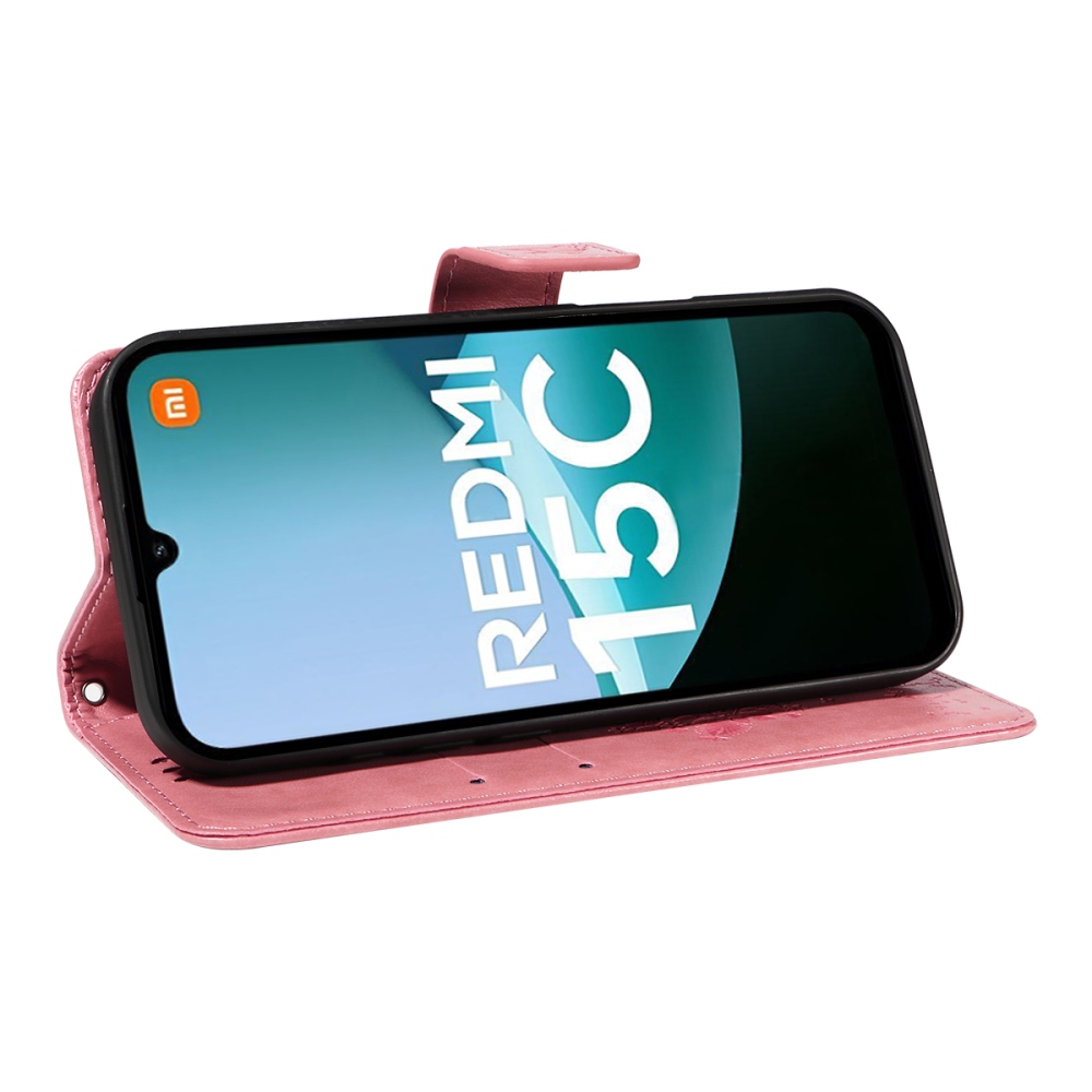 Trees knižkové púzdro na Xiaomi Redmi 15C 4G/5G (173mm) - ružové