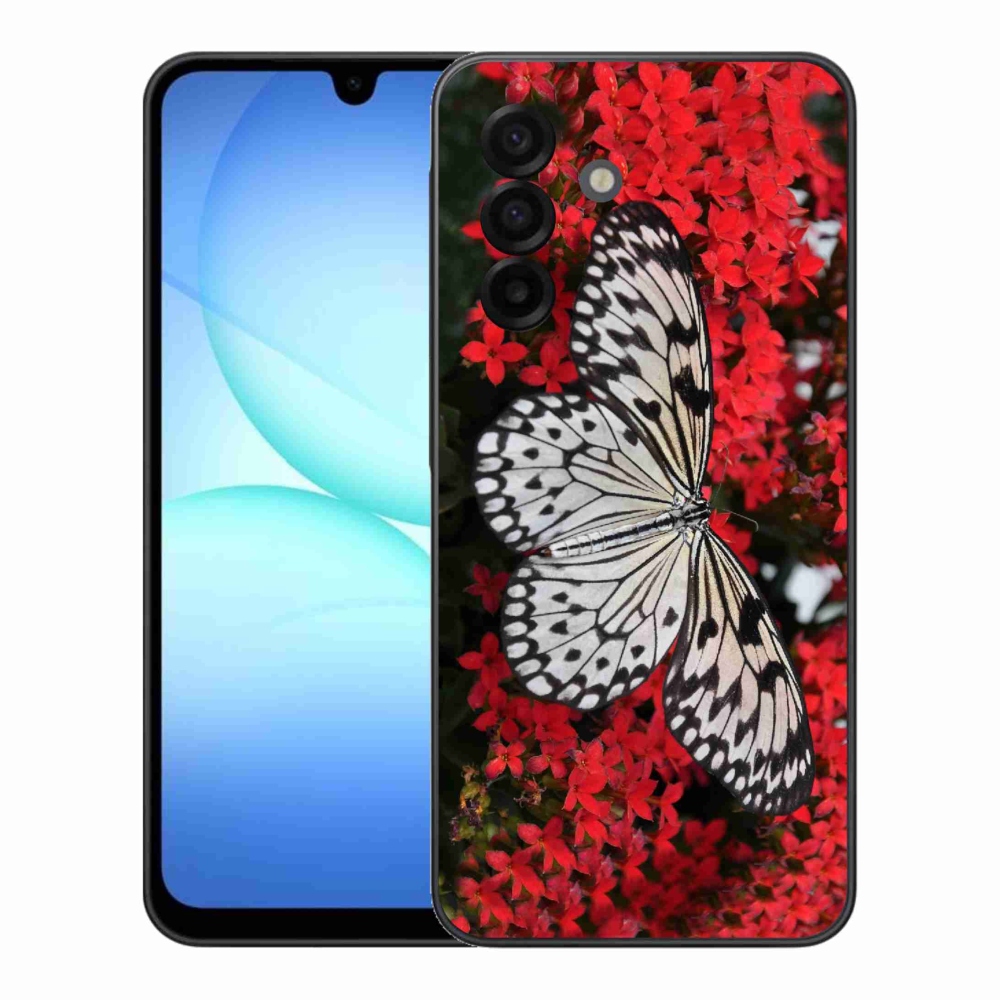 Gélový kryt mmCase na Samsung Galaxy A17 4G/5G - čiernobiely motýľ 1