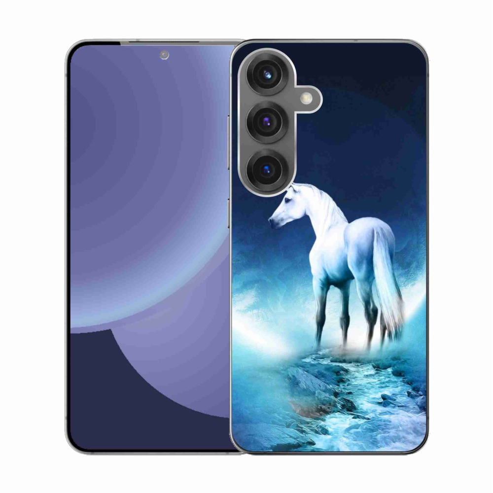 Gélový kryt mmCase na Samsung Galaxy S25 - biely jednorožec