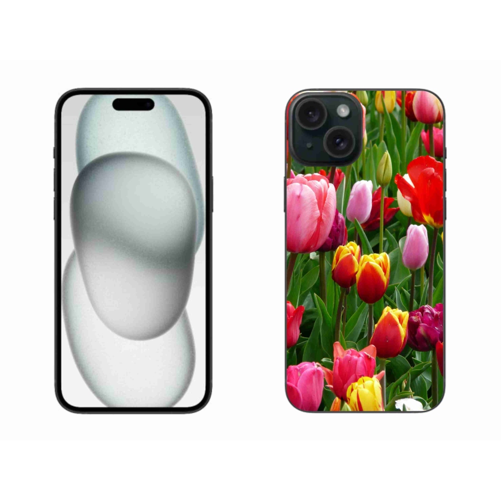 Gélový kryt mmCase na iPhone 15 Plus - tulipány