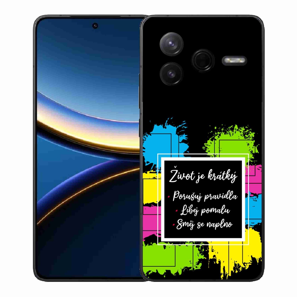 Gélový kryt mmCase na Xiaomi Poco F7 Pro - citát 5 čierne pozadie