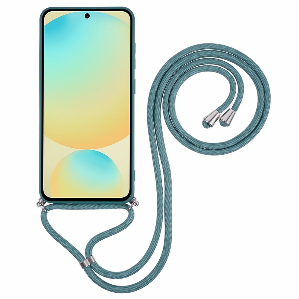 Lining gélový obal so šnúrkou na Samsung Galaxy S25 FE - tmavozelený