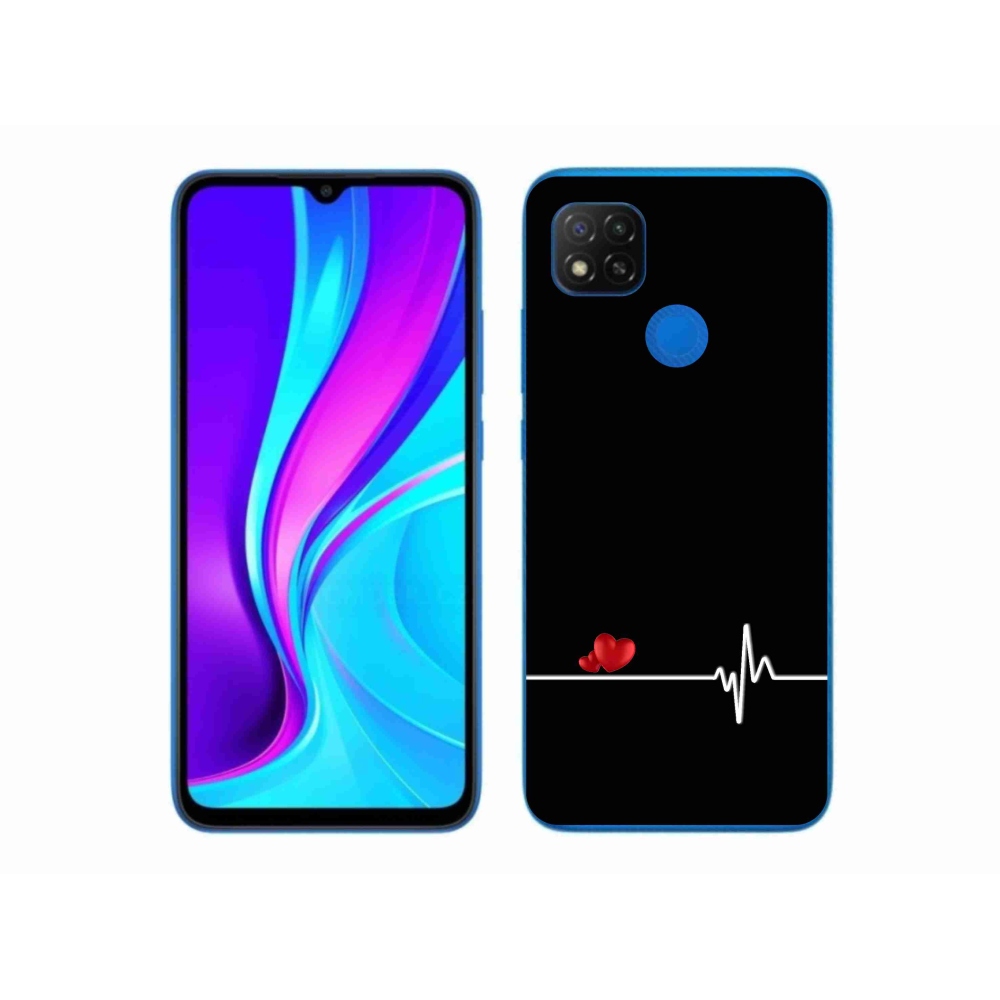 Gélový kryt mmCase na Xiaomi Redmi 9C - srdce a tep čierne pozadie