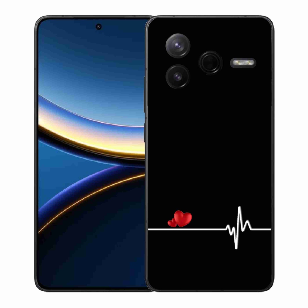 Gélový kryt mmCase na Xiaomi Poco F7 Pro - srdce a tep čierne pozadie