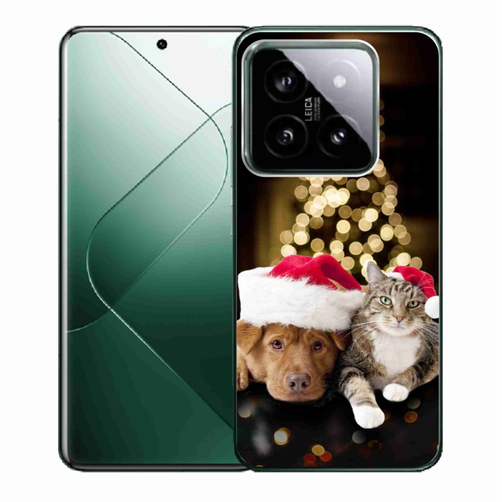 Gélový kryt mmCase na Xiaomi 14 - vianočný pes a mačka
