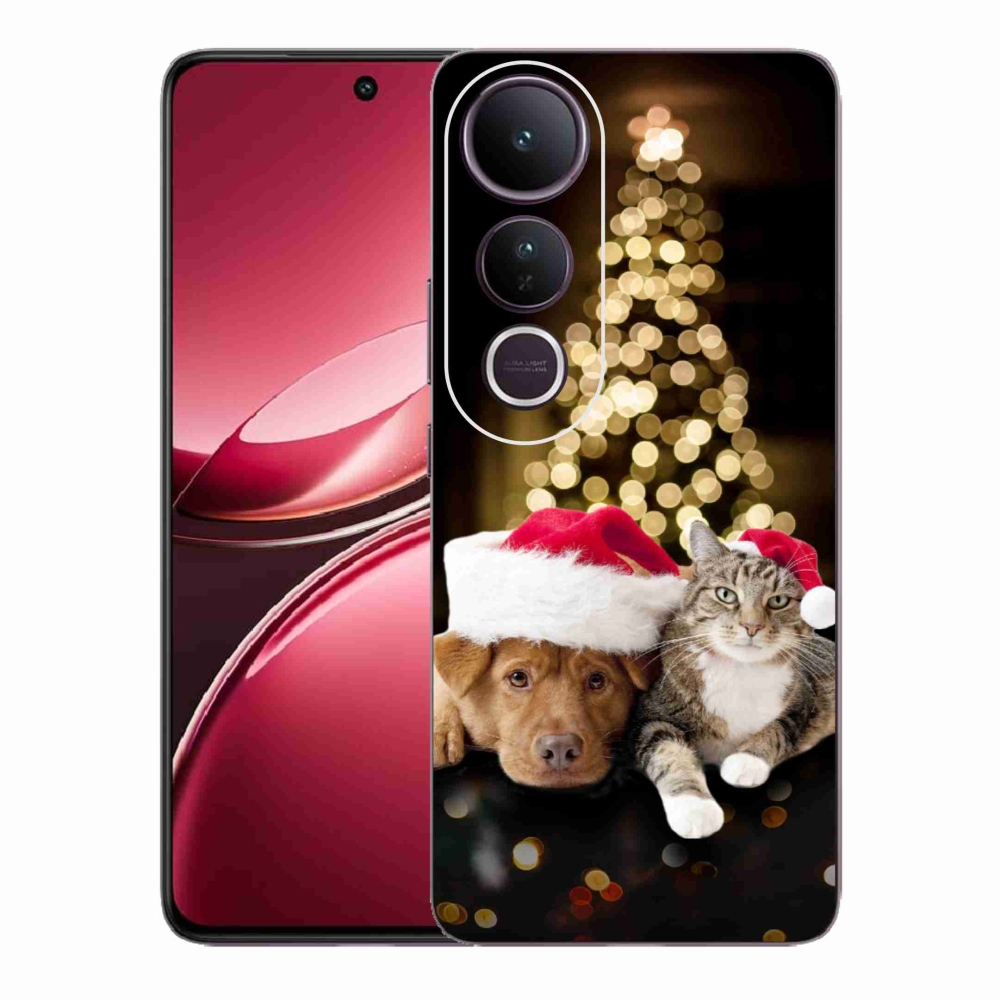 Gélový kryt mmCase na Vivo V50 Lite 4G/5G - vianočný pes a mačka