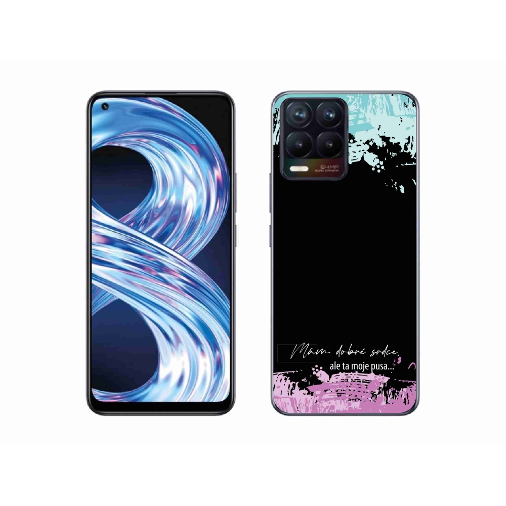 Gélový kryt mmCase na Realme 8 4G - vtipný text 3 čierne pozadie